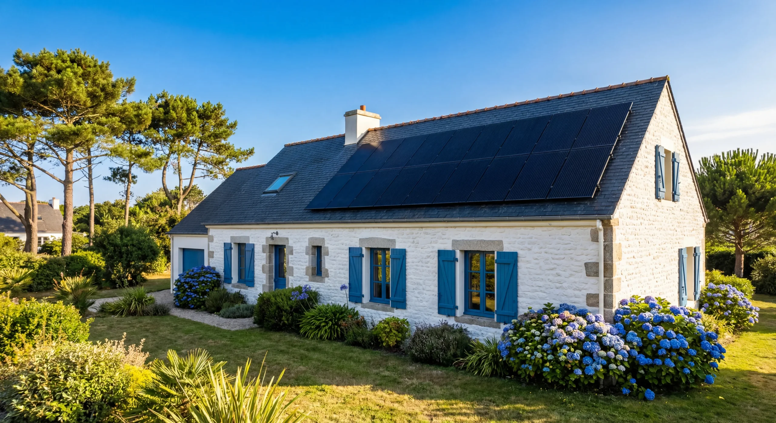 Installation panneaux solaires en Vendée La Roche-sur-Yon longère traditionnelle autoconsommation solaire