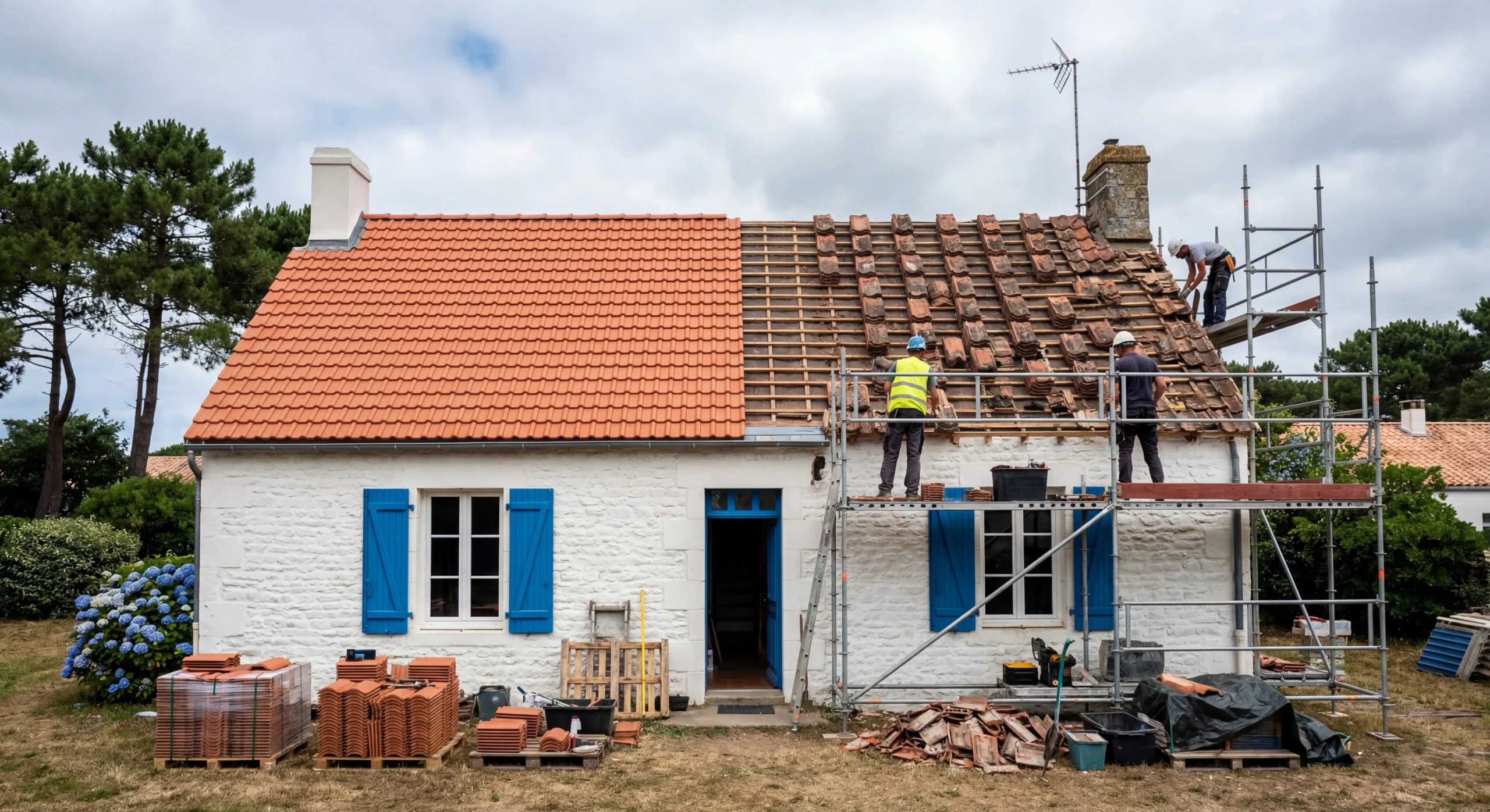 Réfection toiture maison vendéenne Les Sables d'Olonne Vendée couvreurs professionnels Activ & Co travaux couverture zinguerie en vendée